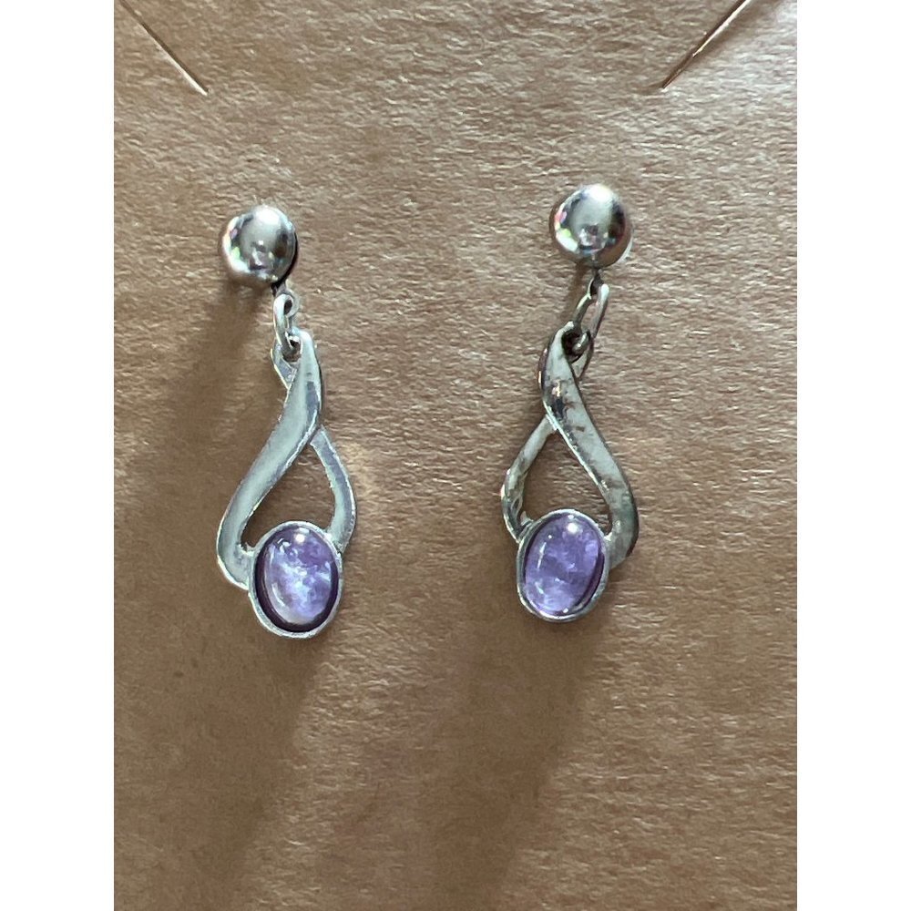 NEW Silver & Purple Post Earrings